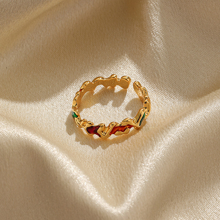 IG-Stil, elegante, unregelmäßige, kupferfarbene, 18 Karat vergoldete, offene Ringe