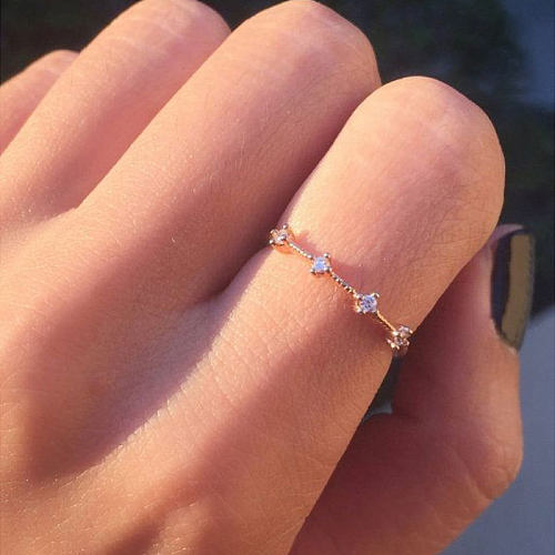 Korea Simple Style 4 Small Broken Diamonds Exquisite Ring Jewelry Wholesale jewelry