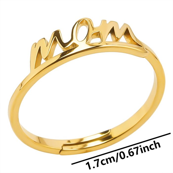 Wholesale Simple Style Letter Stainless Steel Open Rings