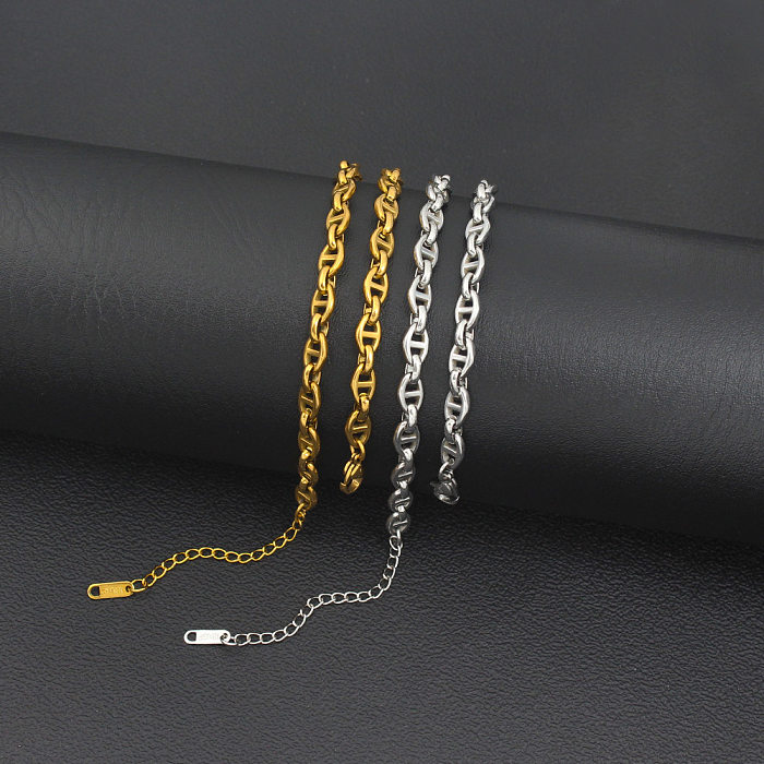 Simple Style Oval Titanium Steel Plating Bracelets Necklace