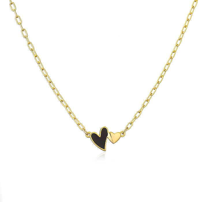 1 peça estilo simples forma de coração cobre esmaltado pingente colar
