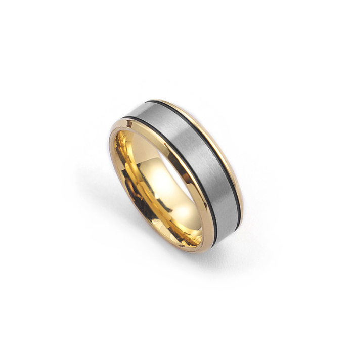 مصنع توريد المجوهرات المباعة عبر الحدود الشركة المصنعة للزوجين خواتم الزوجين من التيتانيوم الصلب لغرفة الموضة خاتم ذهبي هدية Qixi
