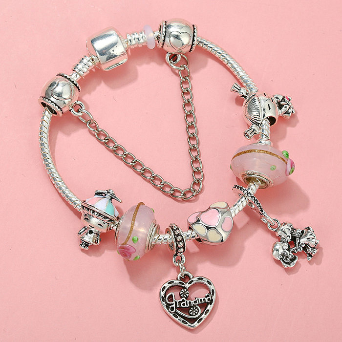 Retro Geometric Star Heart Shape Copper Plating Inlay Artificial Gemstones Bracelets