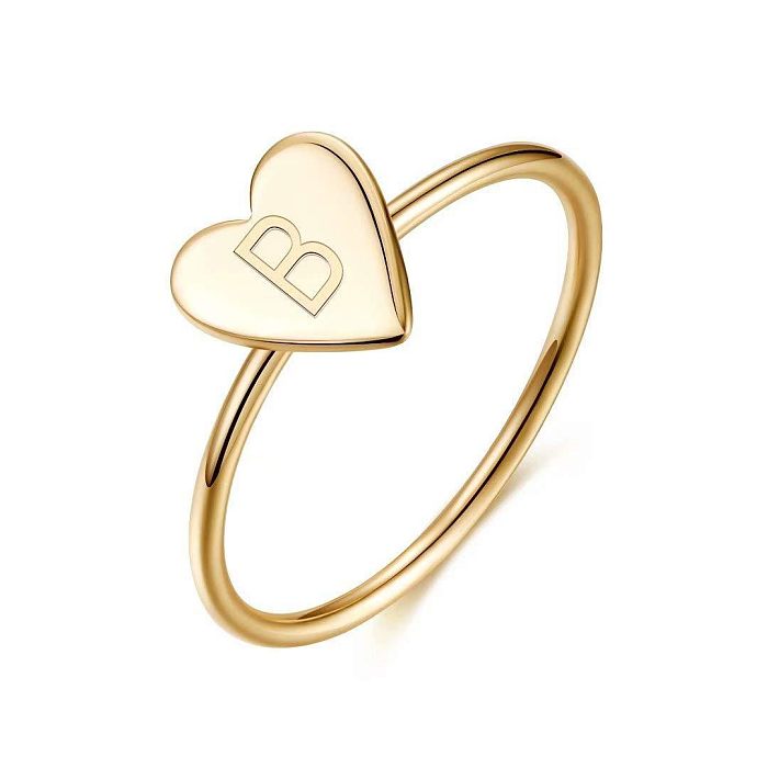 Simple Style Letter Heart Shape Copper Plating Rings