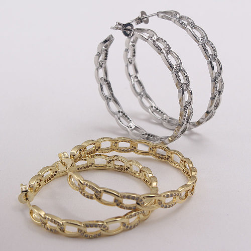 1 Pair IG Style Exaggerated Cool Style Round Plating Inlay Copper Zircon Gold Plated Earrings