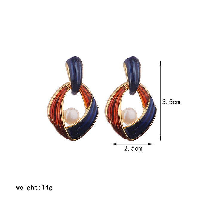 1 Pair Classical Retro Commute Geometric Plating Copper 18K Gold Plated Ear Studs