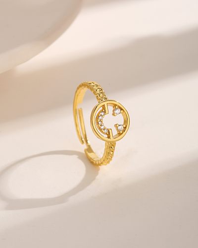 Estilo moderno estilo simples comute redondo smiley face cobre redondo chapeamento inlay zircon 18k banhado a ouro anéis abertos