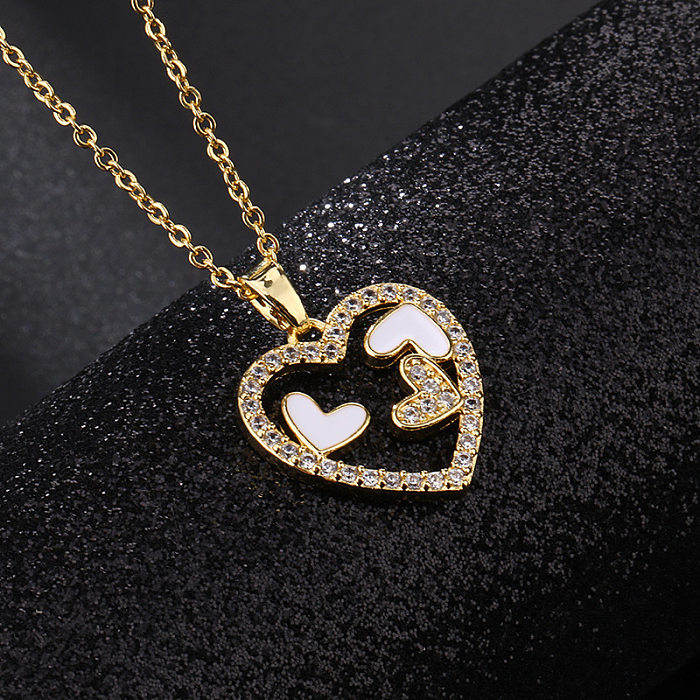 Europe And America Cross Border Love Pendant Necklace Micro-Inlaid Color Zircon Clavicle Chain Geometric Girl Pendant Heart-Shaped Necklace