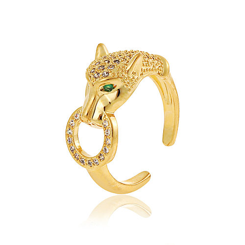 Streetwear Animal Copper Plating Inlay Zircon Open Ring