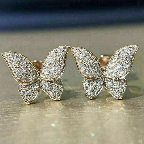 Fashion Earrings Micro-encrusted Zircon Butterfly Copper Earrings