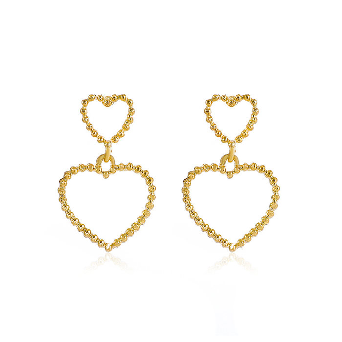 Fashion Heart Shape Copper Inlay Zircon Drop Earrings 1 Pair