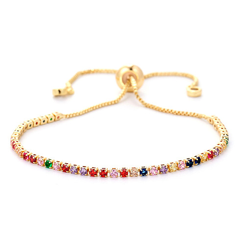 Simple Single Row Multicolor Zircon Copper Bracelet