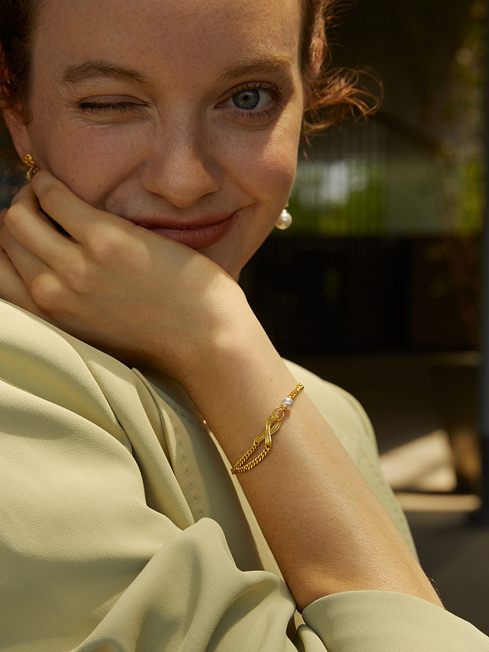 Bracelets plaqués or en alliage de cuivre de couleur unie de style simple