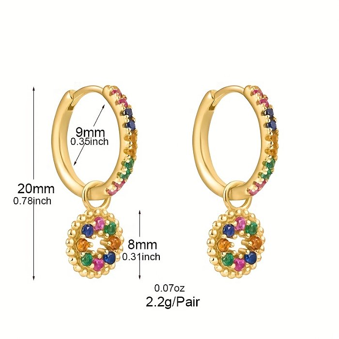 1 Pair IG Style Sweet Flower Plating Inlay Copper Zircon White Gold Plated Gold Plated Drop Earrings