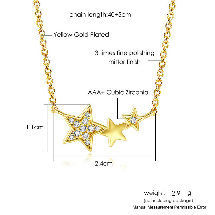 Collier en Zircon avec incrustation de cuivre et étoile de Style Simple, 1 pièce