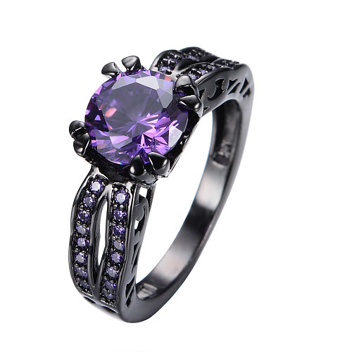Simple Style Geometric Copper Plating Inlay Zircon Rings