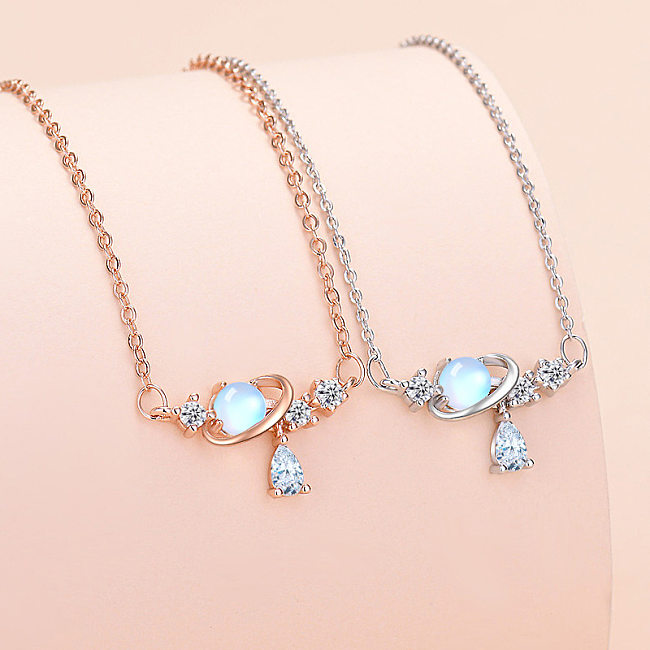 Sweet Planet Copper Plating Inlay Zircon Necklace