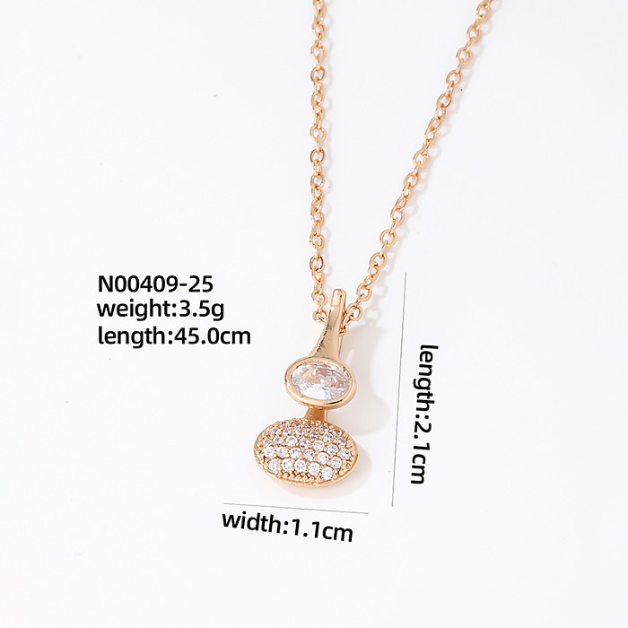 Cute Sweet Four Leaf Clover Dolphin Gourd Stainless Steel Copper Zircon Pendant Necklace In Bulk