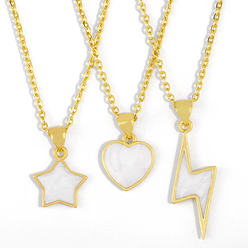 Mode Shell Blitz Liebe Anhänger fünfzackigen Stern Kupfer Halskette Schlüsselbein Kette Für Frauen