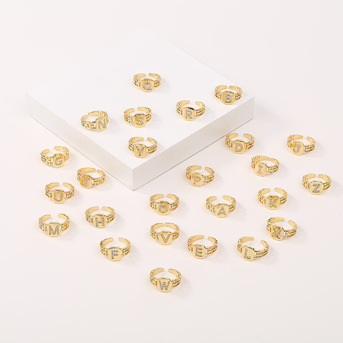 Bague Simple en cuivre et or 18 carats, nouveau Style à la mode, 26 lettres anglaises