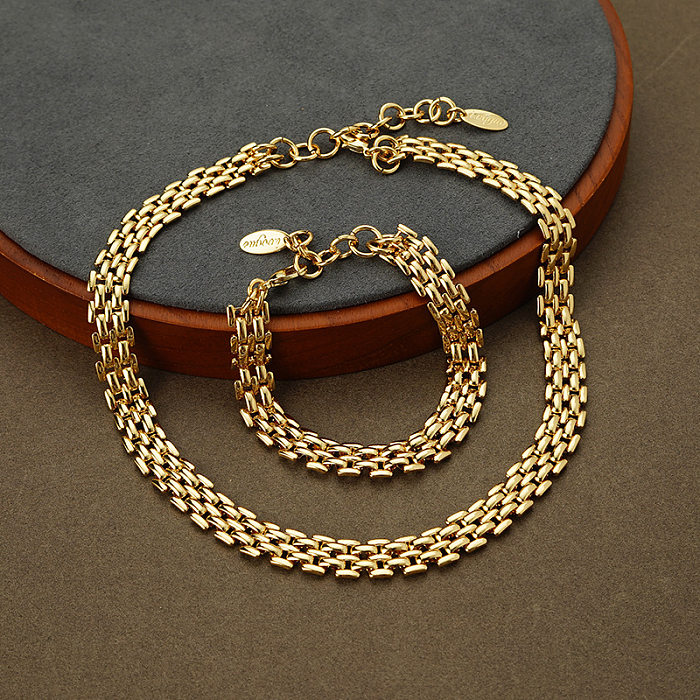 1 pieza de collar de pulseras de mujer con cadena de cobre de Color sólido a la moda