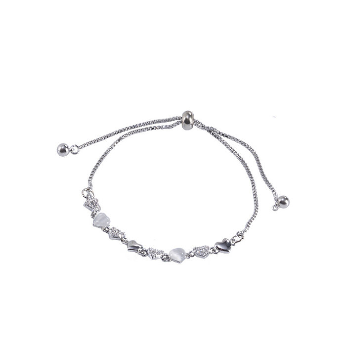 IG Style Sweet Heart Shape Copper Plating Hollow Out Inlay Zircon Bracelets