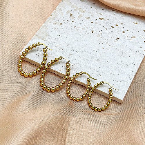 1 Pair Casual Sweet Simple Style Oval Plating Copper Gold Plated Hoop Earrings