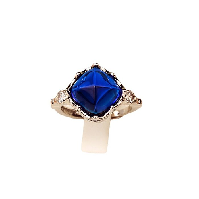 Elegant Square Copper Plating Inlay Gem Rings