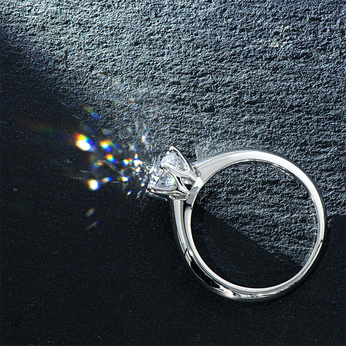 Classic Six Prong Open Ring Imitation Moissan Diamond Copper Ring