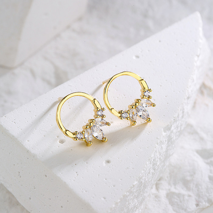 Fashion Geometric Copper Ear Studs Plating Zircon Copper Earrings