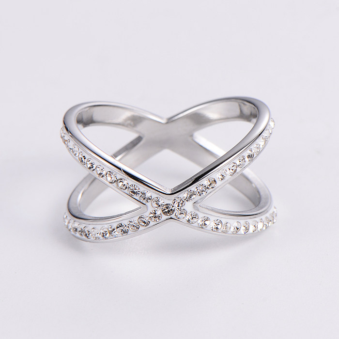 Anéis de strass com chapeamento de aço inoxidável geométrico de estilo simples 1 peça
