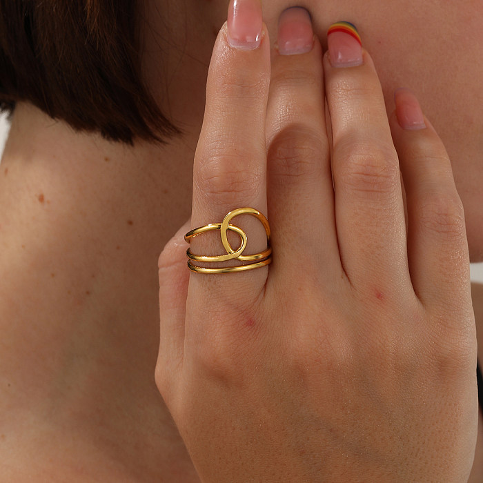 1 Stück Fashion Leaf runder offener Ring aus Edelstahl mit Kupferbeschichtung
