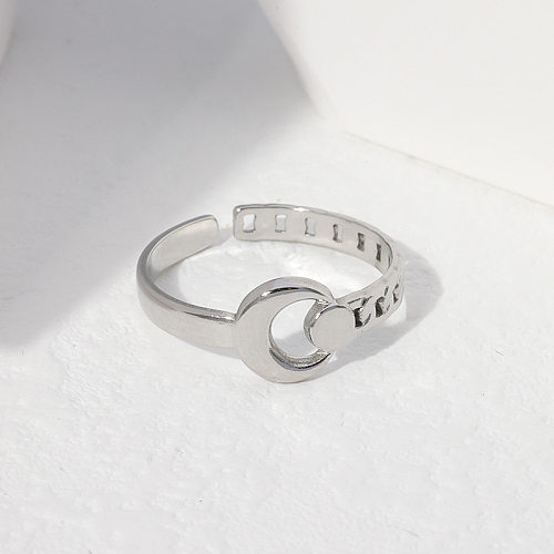 Simple Style Moon Stainless Steel Plating Open Ring