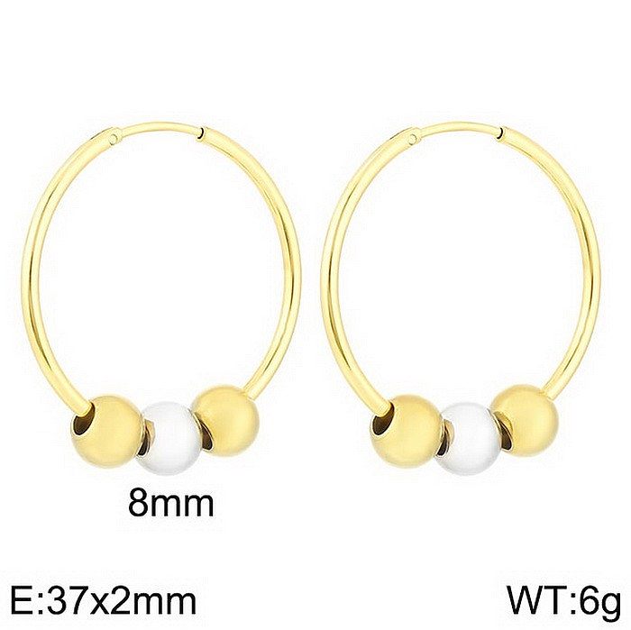 IG Style Simple Style Round Titanium Steel Pearl Plating 18K Gold Plated Rings Bracelets Earrings