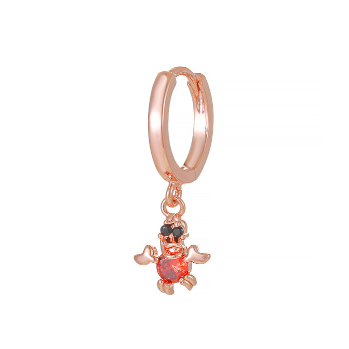 1 Piece Princess Cute Human Animal Plating Inlay Brass Zircon 18K Gold Plated Drop Earrings
