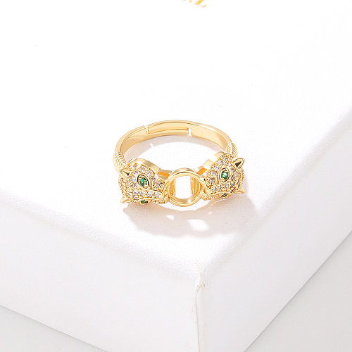 Fashion Animal Copper Inlay Zircon Open Ring 1 Piece