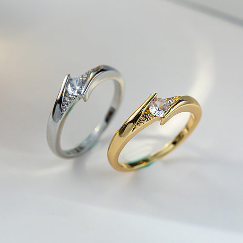 INS-Stil, koreanischer Stil, geometrische Kupfer-Zirkon-Ringe in großen Mengen