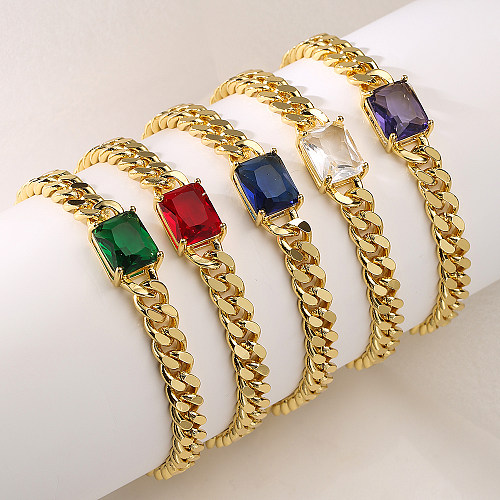 Fashion Geometric Copper Gold Plated Zircon Bracelets 1 Piece