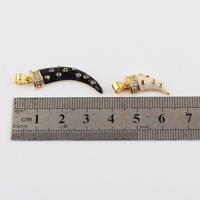 Retro-Hörner-Kupfer-Emaille-Zirkon-Halskette