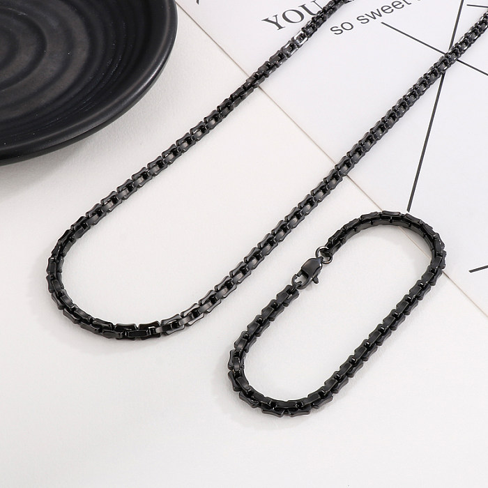 Colar de pulseiras geométricas hip-hop com revestimento de aço inoxidável, 1 peça