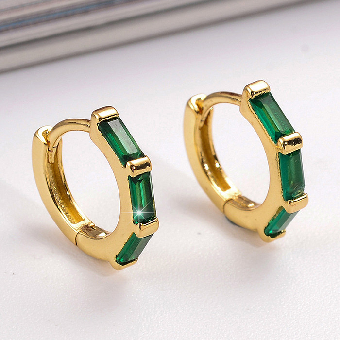 1 Pair Simple Style Square Plating Inlay Copper Zircon 18K Gold Plated Earrings