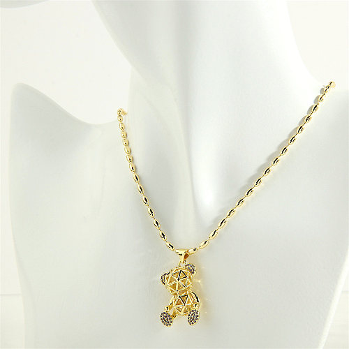 Simple Style Streetwear Little Bear Copper 18K Gold Plated Zircon Pendant Necklace In Bulk