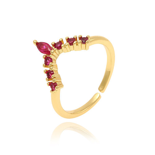 Simple Style Oval Copper Inlay Zircon Rings