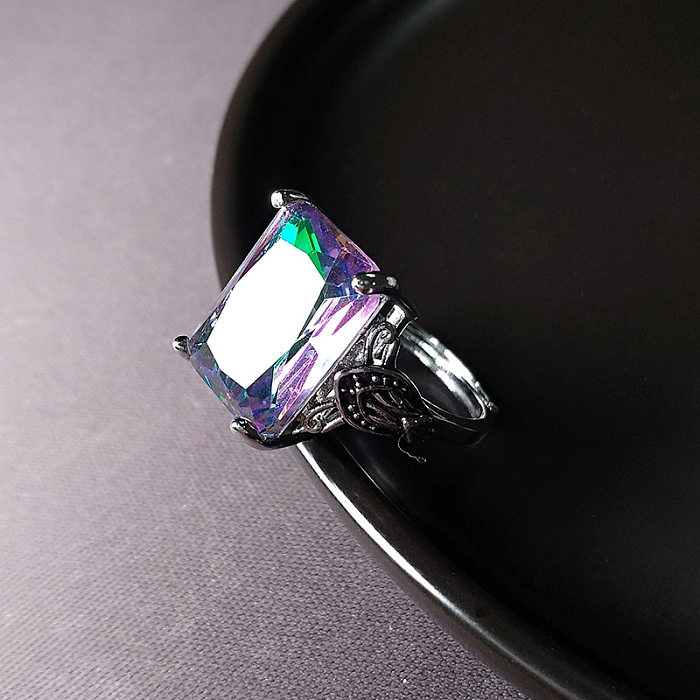 Jewelry Colorful Imitation Topaz  Rainbow Diamond Copper Ring