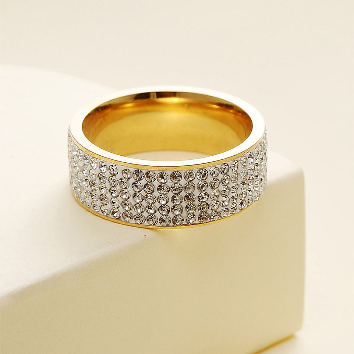 الأزياء والمجوهرات الفولاذ المقاوم للصدأ خاتم الماس الكامل