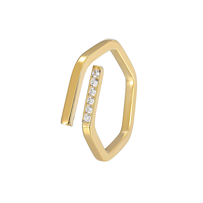 Wholesale Simple Style Irregular Titanium Steel Artificial Gemstones Open Ring