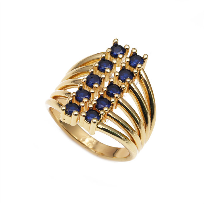 Luxuriöse, quadratische, vergoldete offene Ringe mit Inlay-Zirkon und Kupferbeschichtung