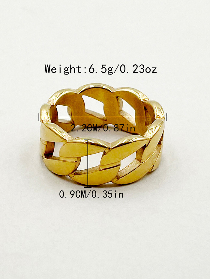 Anéis geométricos hip-hop banhados a ouro em aço inoxidável a granel