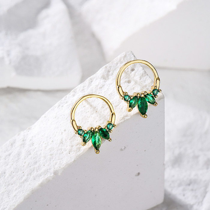 Fashion Geometric Copper Ear Studs Plating Zircon Copper Earrings