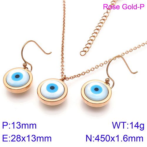 Glam Devil'S Eye Stainless Steel Plating Inlay Shell 18K Gold Plated Rings Earrings Necklace